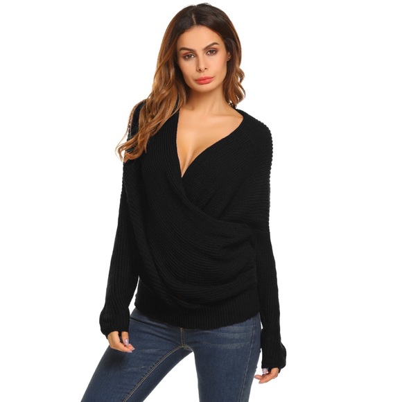 fairlygirly Sweaters - Cross Front Slouchy Off Shoulder Knit Sweater
